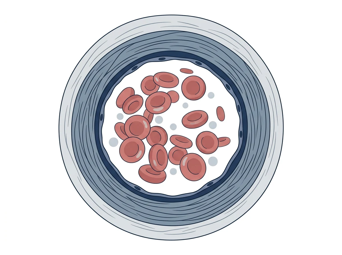Educational illustration of a healthy blood vessel supporting healthy blood circulation